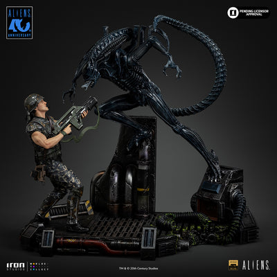Aliens (1986) - Alien Xenomorph Warrior vs. Corporal Dwayne Hicks Deluxe Art Scale 1/10