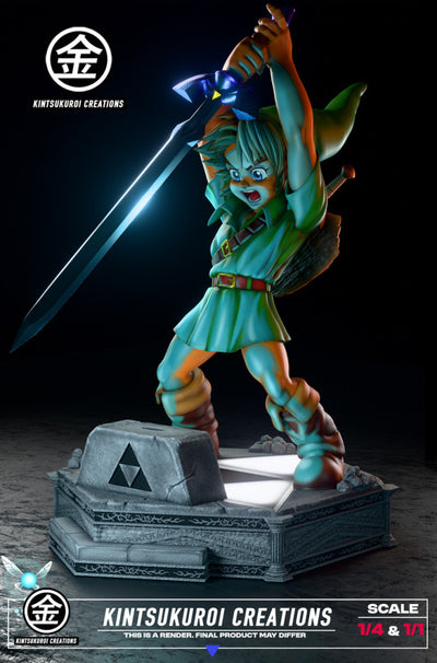 Young Link Pulling Master Sword Life-Size Statue by Kintsukuroi Creations