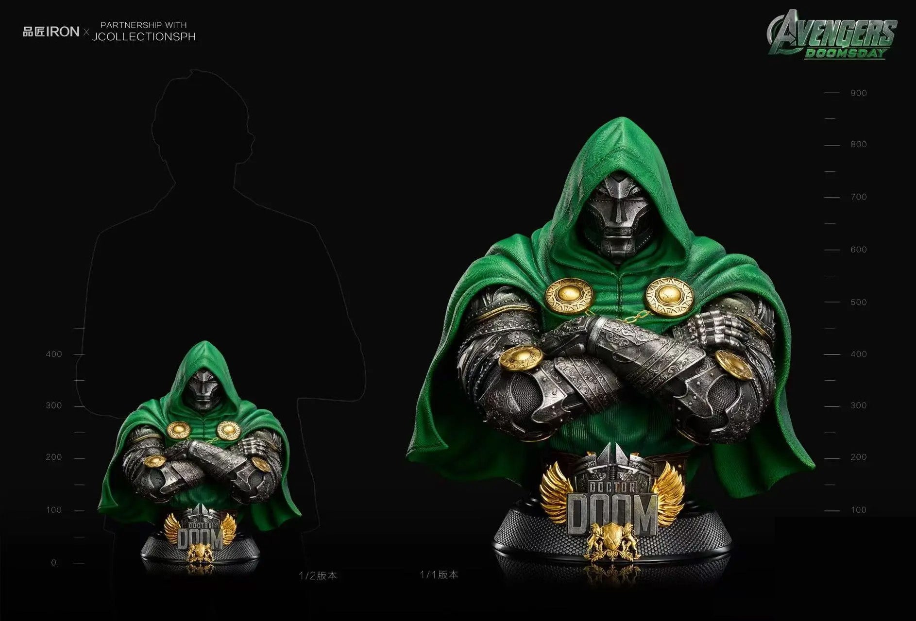 Doctor Doom Life-Size Bust by Pin Jiang Iron Studio