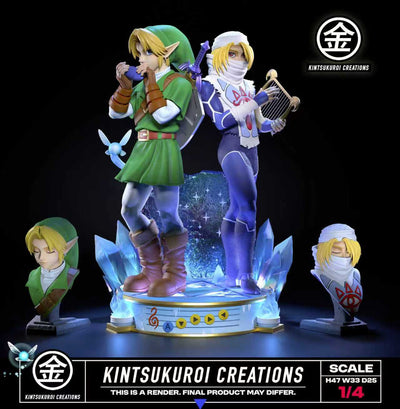 The Legend of Zelda: The Ocarina of Time - Link & Sheik 1/4 Scale Statue by Kintsukuroi Creations