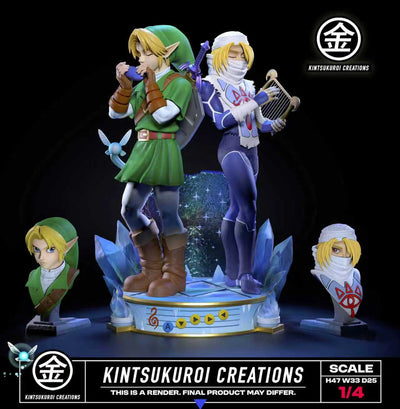 The Legend of Zelda: The Ocarina of Time - Link & Sheik 1/4 Scale Statue by Kintsukuroi Creations