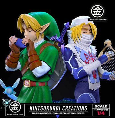 The Legend of Zelda: The Ocarina of Time - Link & Sheik 1/4 Scale Statue by Kintsukuroi Creations