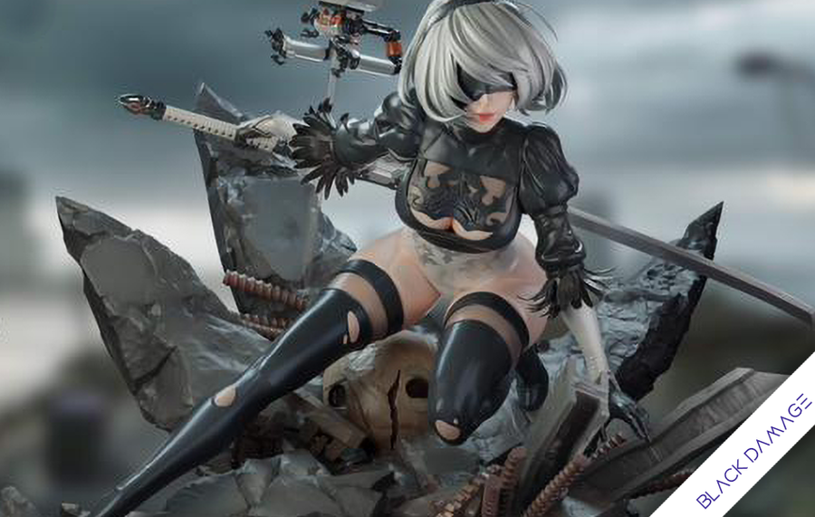 NieR: Automata - 2B (Black Damage) 1/4 Scale Statue