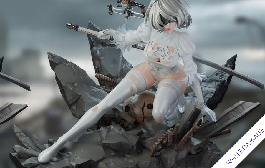 NieR: Automata - 2B (White Damage) 1/4 Scale Statue