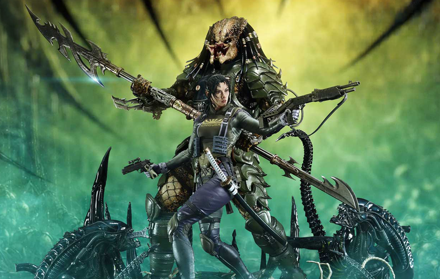 Aliens vs. Predator - Machiko & Broken Tusk Predator 1/4 Scale Statue