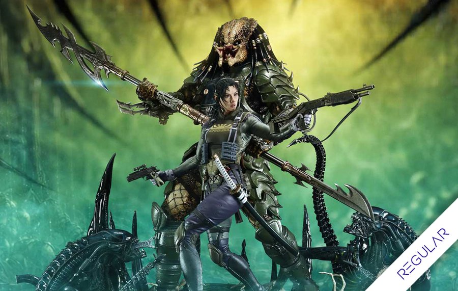 Aliens vs. Predator - Machiko & Broken Tusk Predator (Regular) 1/4 Scale Statue