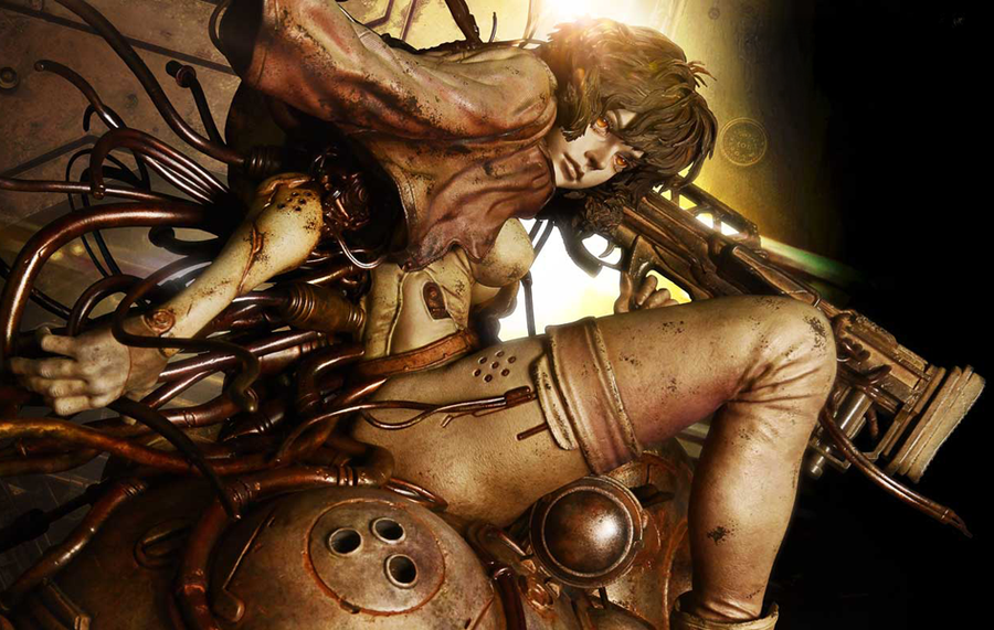Ghost in the Shell: SAC - Motoko Kusanagi & Tachikoma by Entei Ryu (Sepia) 1/4 Scale Statue