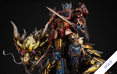 Transformers - Optimus Prime - Azure Dragon (Gold) 1/10 Scale Statue