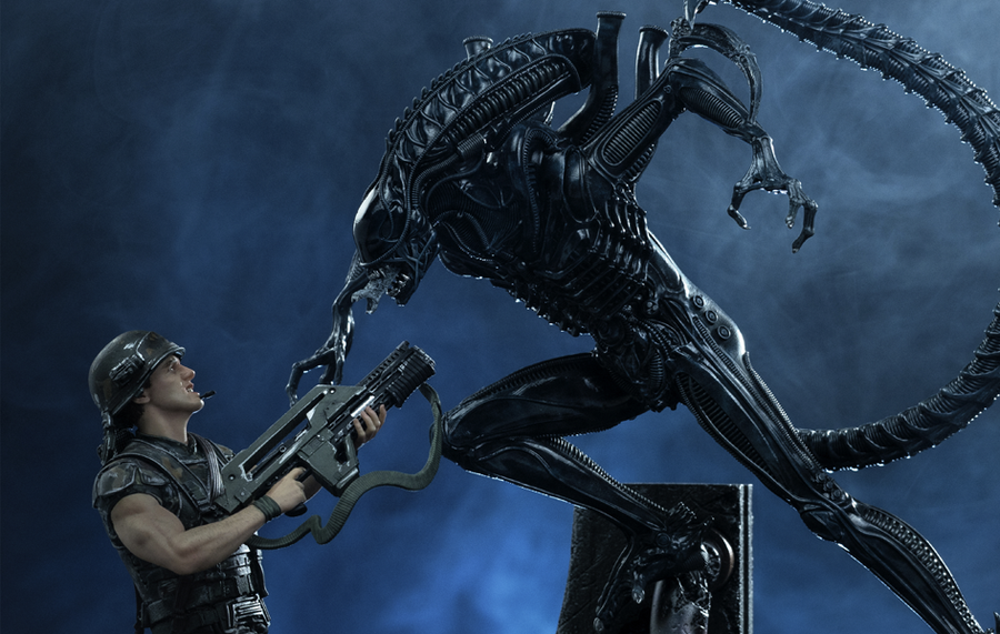 Aliens (1986) - Alien Xenomorph Warrior vs. Corporal Dwayne Hicks Deluxe Art Scale 1/10