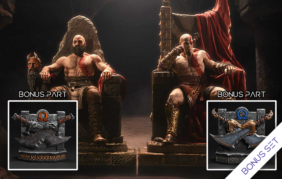 God of War Ragnarök: Valhalla - Master Thyself Kratos & Young Kratos (Bonus) 1/3 Scale Statue Set