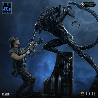 Aliens (1986) - Alien Xenomorph Warrior vs. Corporal Dwayne Hicks Deluxe Art Scale 1/10
