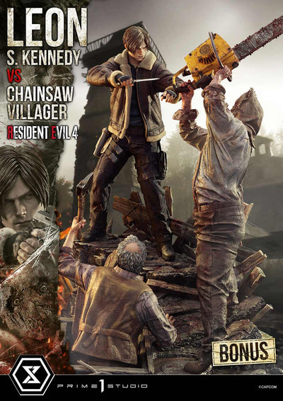 Resident Evil 4 - Leon Kennedy vs. Chainsaw Villager 1/4 Scale Statue (BONUS)