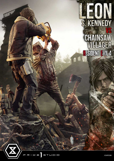Resident Evil 4 - Leon Kennedy vs. Chainsaw Villager 1/4 Scale Statue (BONUS)