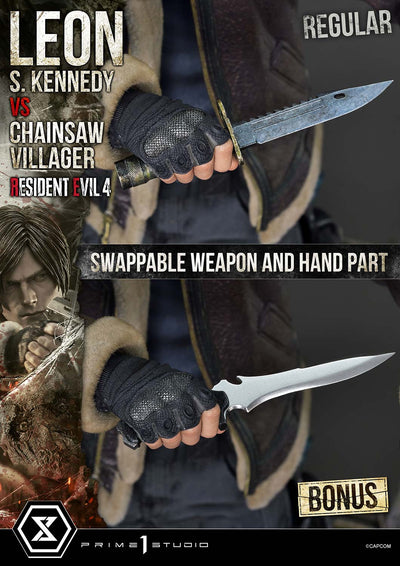 Resident Evil 4 - Leon Kennedy vs. Chainsaw Villager 1/4 Scale Statue (BONUS)