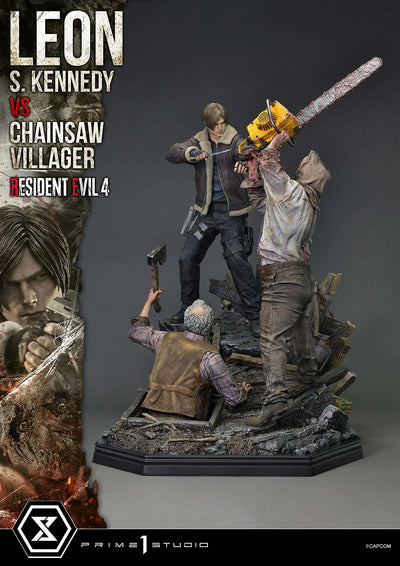 Resident Evil 4 - Leon Kennedy vs. Chainsaw Villager 1/4 Scale Statue (BONUS)