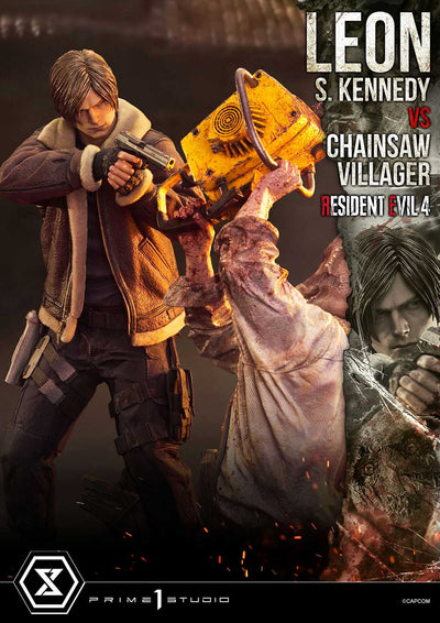 Resident Evil 4 - Leon Kennedy vs. Chainsaw Villager 1/4 Scale Statue (BONUS)
