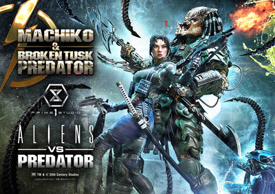 Aliens vs. Predator - Machiko & Broken Tusk Predator (Deluxe Bonus) 1/4 Scale Statue