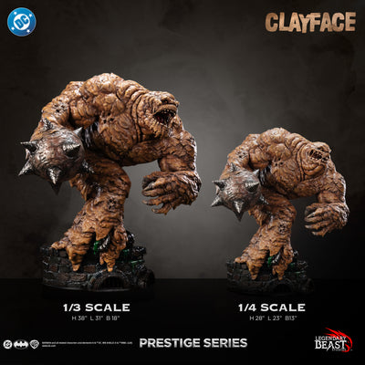 Clayface Prestige Series statue — 1/3 and 1/4 scale dimensions comparison
