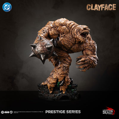 Clayface Prestige Series statue with modern portrait, full front three-quarter view