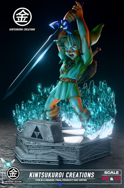 Young Link Pulling Master Sword Life-Size Statue by Kintsukuroi Creations