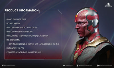 Avengers: Infinity War - Vision Life-Size 1:1 Scale Bust