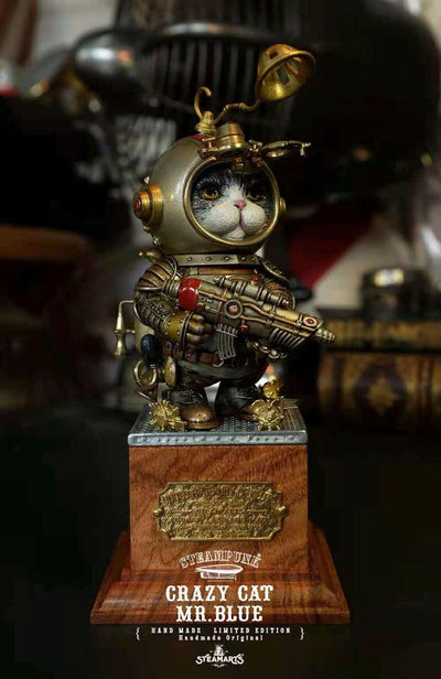 Steampunk Crazy Cat Mr. Blue (Silver Basic) Statue