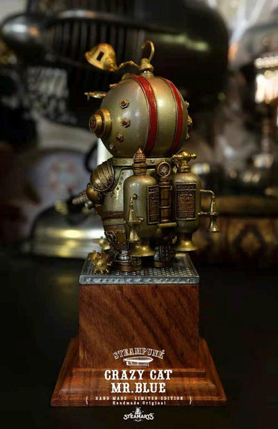 Steampunk Crazy Cat Mr. Blue (Silver Basic) Statue