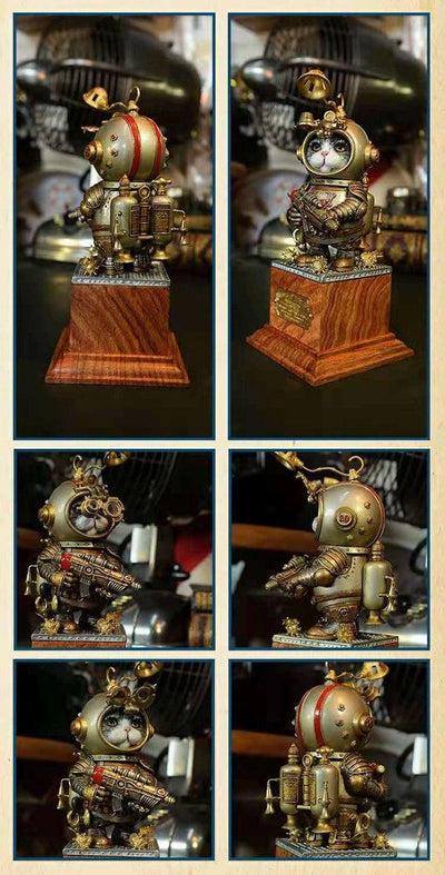 Steampunk Crazy Cat Mr. Blue (Silver Basic) Statue