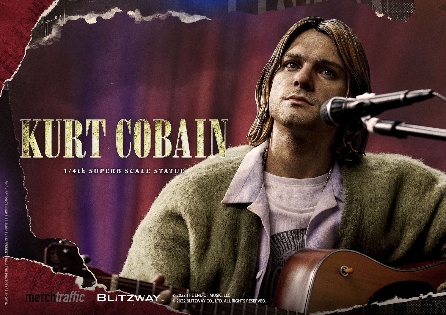 Headplay 1/6 Scale Kurt Cobain Head Sculpt - Delicate Paint, Fits 12" Action Figures