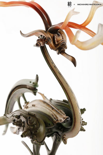 Bronze Crane with Antlers Statue