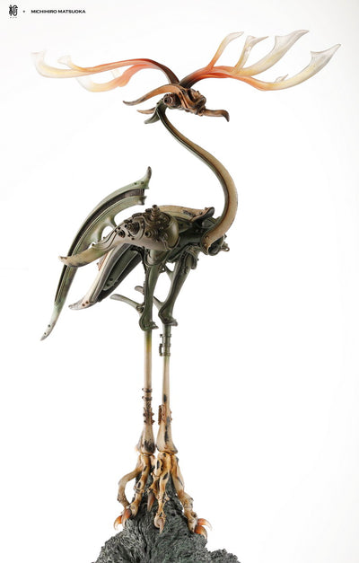 Bronze Crane with Antlers Statue