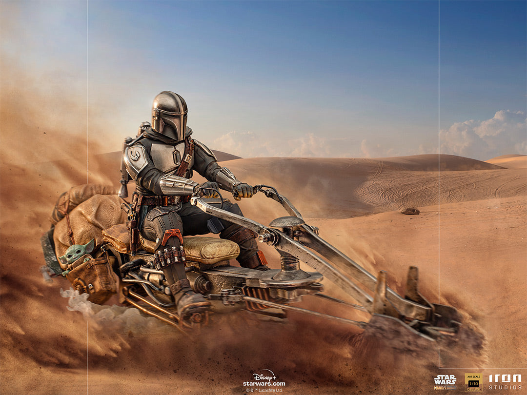 The Mandalorian on Speeder Bike Deluxe Art Scale 1/10