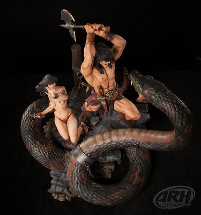 CONAN: The Sacrifice Statue & Snake Diorama with Slave Girl SET by ARH Studios