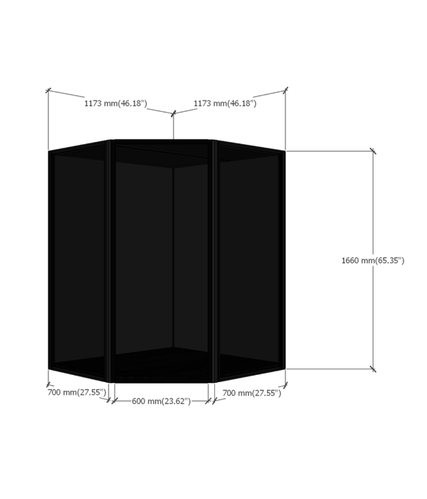Moducase MAX PLUS - 45° Corner Display Case (Tall - 166cm) - Spec