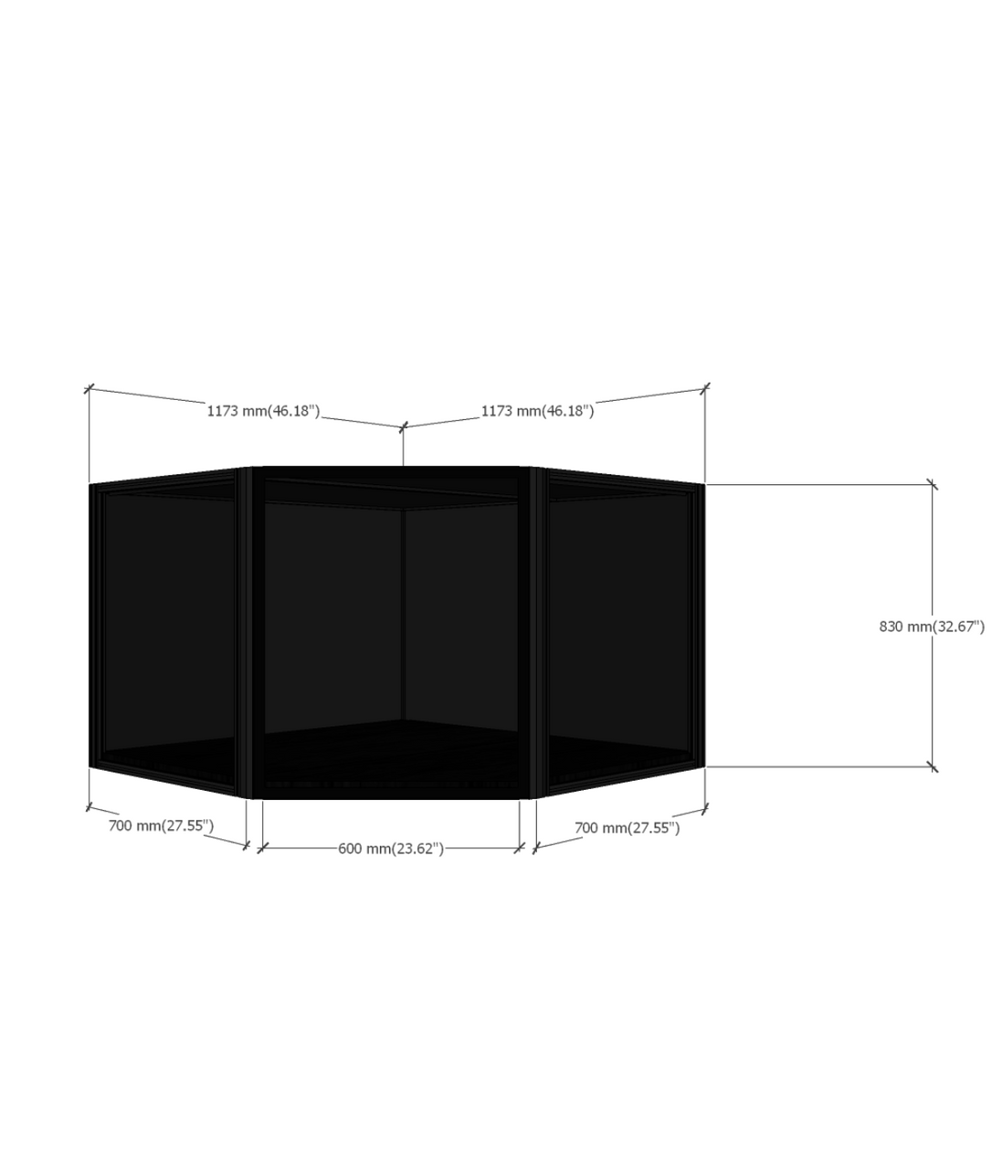 Moducase Max Led Moducase MAX PLUS - 45° Corner Display Case (Short - 83cm) - Spec ...