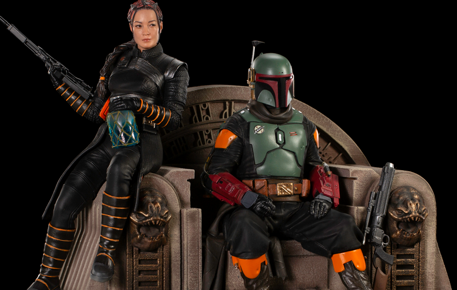The Mandalorian - Boba Fett and Fennec Shand on Throne Deluxe Art Scale 1/10