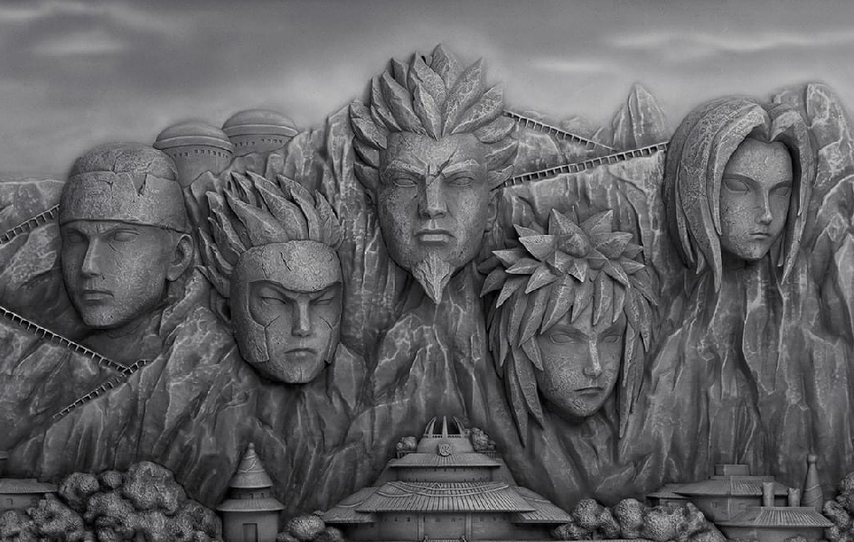 Naruto Shippuden - Hokage Rock (Stone Coloured Version) 3D Art