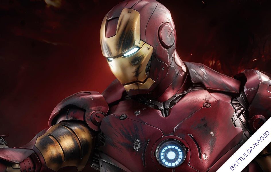 iron man battle damaged helmet Iron Man Mark 3 (Battle Damaged) 1/2 Scale Statue