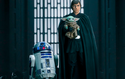 Luke Skywalker, R2-D2 and Grogu Legacy Replica 1/4 Scale Statue