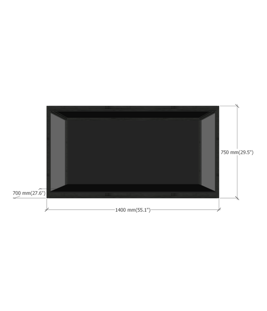 Moducase Max140 Display Cube – L140 D70 H75 CM (L55.1” D27.6″ H29.5″)