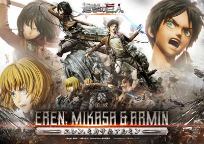 Attack On Titan - Eren, Mikasa, and Armin (DX Bonus Version) 1/4 Scale Statue