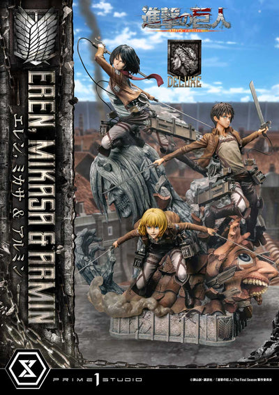 Attack On Titan - Eren, Mikasa, and Armin (DX Bonus Version) 1/4 Scale Statue