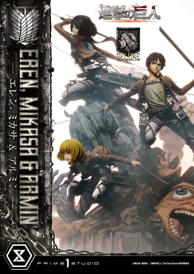 Attack On Titan - Eren, Mikasa, and Armin (DX Bonus Version) 1/4 Scale Statue