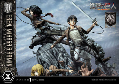 Attack On Titan - Eren, Mikasa, and Armin (DX Bonus Version) 1/4 Scale Statue