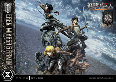 Attack On Titan - Eren, Mikasa, and Armin (DX Bonus Version) 1/4 Scale Statue