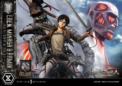 Attack On Titan - Eren, Mikasa, and Armin (DX Bonus Version) 1/4 Scale Statue