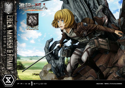Attack On Titan - Eren, Mikasa, and Armin (DX Bonus Version) 1/4 Scale Statue