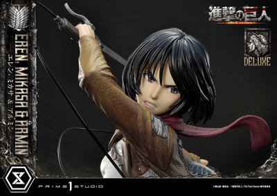 Attack On Titan - Eren, Mikasa, and Armin (DX Bonus Version) 1/4 Scale Statue
