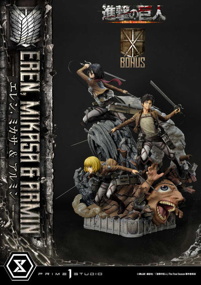 Attack On Titan - Eren, Mikasa, and Armin (DX Bonus Version) 1/4 Scale Statue