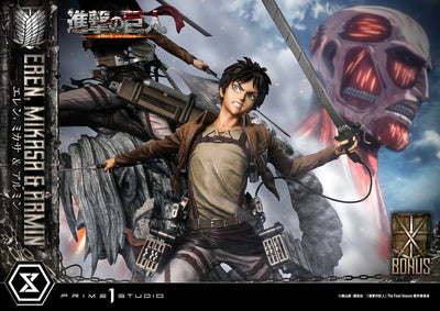 Attack On Titan - Eren, Mikasa, and Armin (DX Bonus Version) 1/4 Scale Statue
